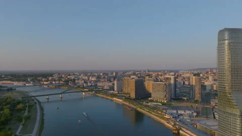 Kula Beograd, BW Tower, Belgrade Serbia drone Waterfront Tower Vídeo Stock 216068866