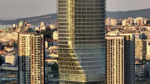 Kula Beograd, BW Tower, Belgrade Serbia drone Waterfront Tower Stock Footage 216081328