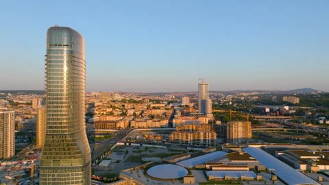 Kula Beograd, BW Tower, Belgrade Serbia drone Waterfront Tower Stock-Footage 216117604