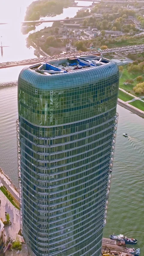 Kula Beograd, BW Tower, Kula Beograd, Belgrade Waterfront Tower Stock Footage 247049937