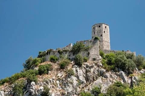 The Kula is a silo-shaped fort overlooking the village of Poitelj Stock Photos