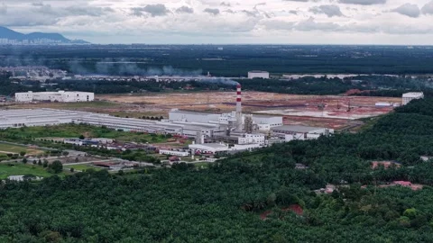 Kulim High Tech Park factory complex aerial view Malaysia Stock Footage 332145773