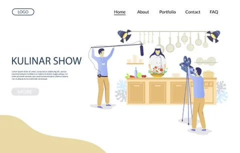 Kulinar show vector website landing page design template Stock Illustration