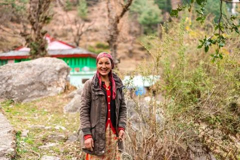 Kullu, Himachal Pradesh, India - February 23, 2019 : Portrait of beautiful In Stock Photos