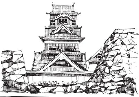 Kumamoto castel Stock Illustration