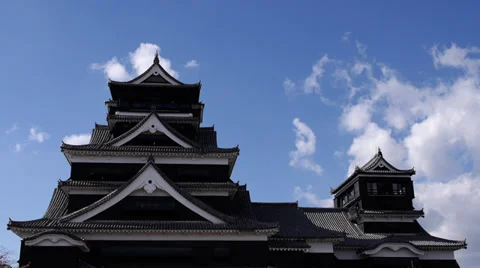 Kumamoto Castle and Clouds Time Lapse Stock Footage 33207290