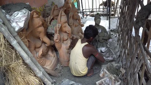 Kumartuli Idol-makers Vídeos de archivo 77706124