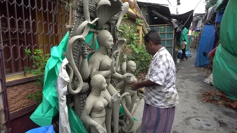 Kumartuli Idol-makers Vídeos de archivo 77706253