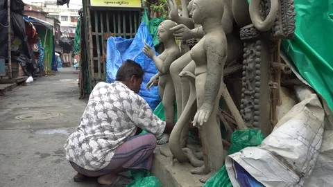 Kumartuli Idol-makers Vídeos de archivo 77708157