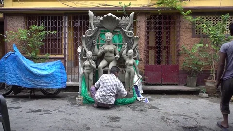 Kumartuli Idol-makers Vídeos de archivo 77933242