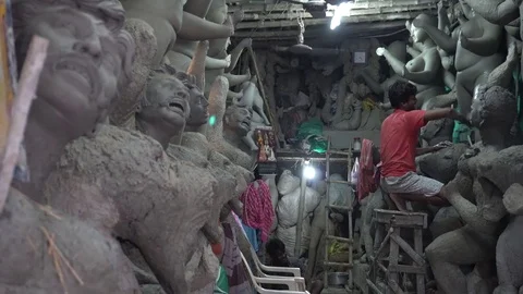 Kumartuli Idol-makers Vídeos de archivo 77934045
