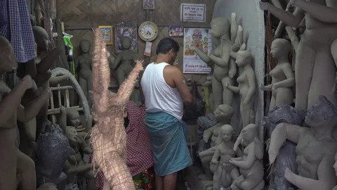Kumartuli Idol-makers Stock Footage 77934735