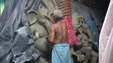 Kumartuli Idol-makers Vídeos de archivo 77961099