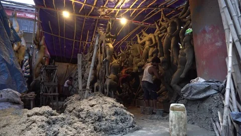 Kumartuli Idol-makers 스톡 동영상 78018785