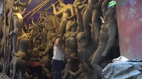 Kumartuli Idol-makers Stock Footage 78019274