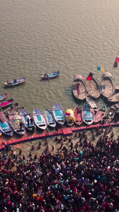 Kumbh Mela (Top View). Stock Footage 302906509
