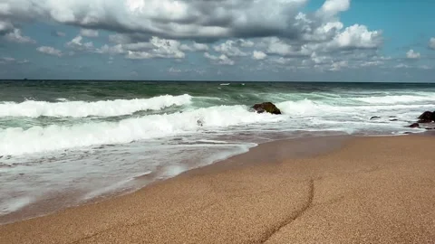 Kumsal,Waves on the beach at summer day Stock Footage 285132727