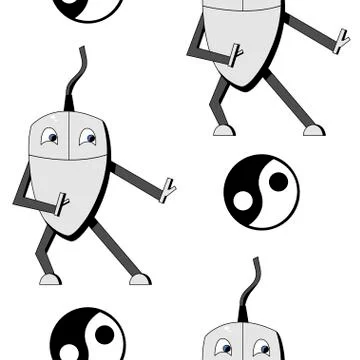Kung fu computer mouse. seamless pattern Stock Illustration
