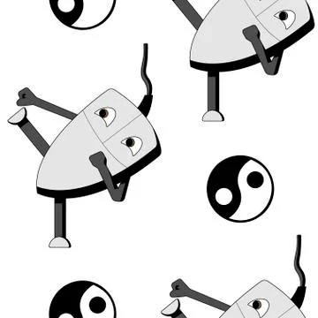 Kung fu computer mouse. seamless pattern Stock Illustration