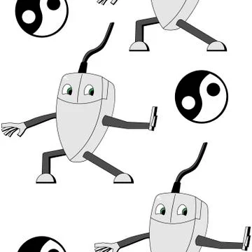 Kung fu computer mouse. seamless pattern Stock Illustration