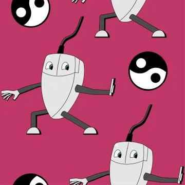 Kung fu computer mouse. seamless pattern Stock Illustration