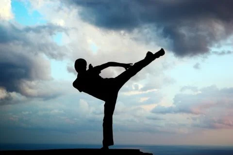 Kung fu at the edge Stock Photos