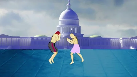Kung fu, karate fighting arcade fake gameplay animation render 3d Stock Footage 168009869