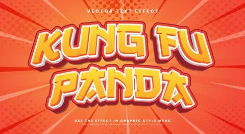 Kung Fu panda 3d editable text effect Template Stock Illustration