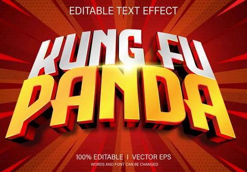 Kung fu panda vector text effect with modern style design Stock Illustration