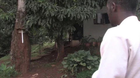 Kung fu sabre training in forest Video stock 80461431