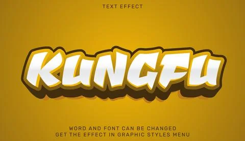 Kung fu text effect template in 3d design Stock Illustration
