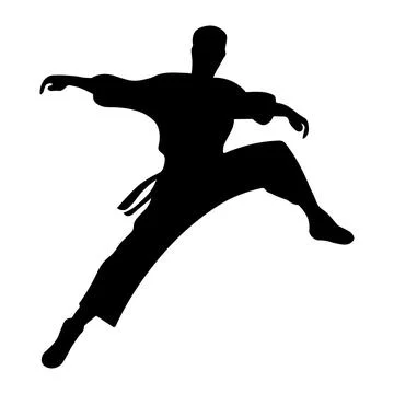 Kung fu vector silhouette on white background Stock Illustration