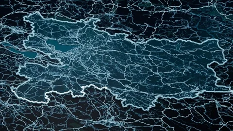 Kunming China Glowing Digital Map Animation 4K Video stock 337218009