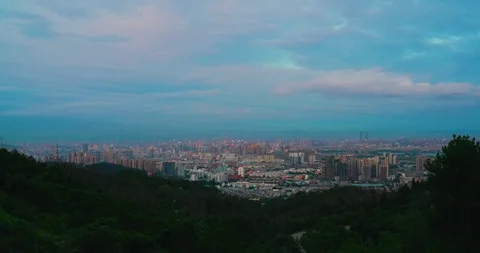 Kunming-panorama-sunset-sunset-night-scene-delay-photography-video-material 스톡 동영상 126134254