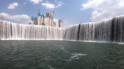 Kunming Waterfall Park the largest waterfall park in Asia in Kunming, China Stock Footage 105248149