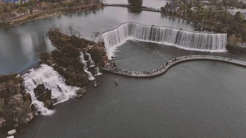  Kunming Waterfall Park the largest waterfall park Video stock 107542435