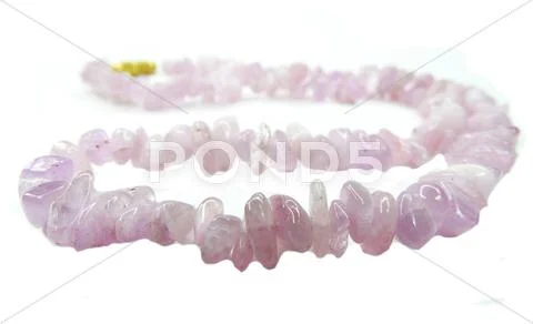 Kunzite gemstone beads necklace jewelery Stock Photos