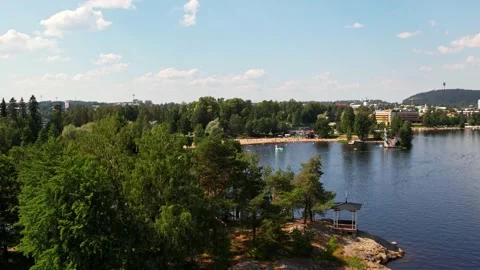 Kuopio Beach by Drone Stock Footage 167184466