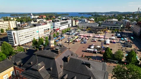 Kuopio Town Square by Drone 스톡 동영상 167183743