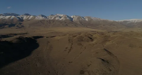 Kurai steppe shot on a drone in the fall, aerial Altai, Russia, 4k Stock Footage