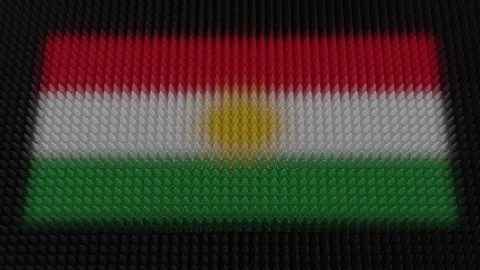 Kurdish Flag Light Shining on Scrolling Bullets Stock Footage 311025794
