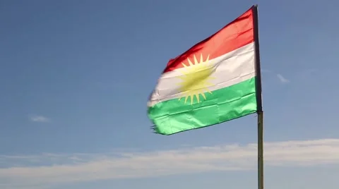 The Kurdish flag waving in the wind Stock Footage 63055268