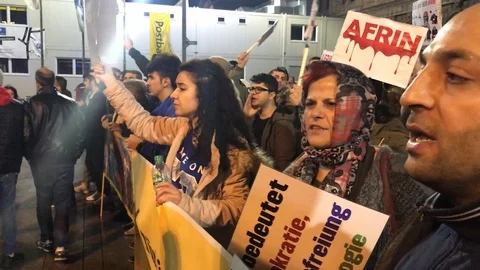 Kurdish protest in Nuremberg after Afrin massacre Stock-Footage 87195699
