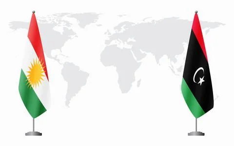 Kurdistan and Libya flags for official meeting Stock Illustration