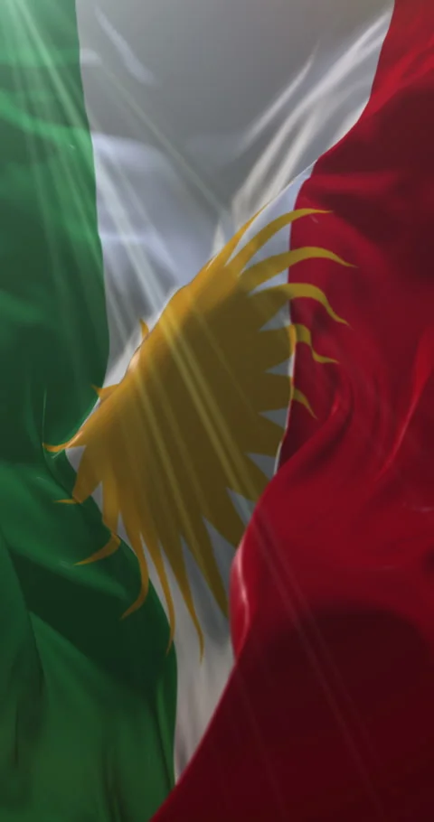Kurds Flag. Loop. 4K Vertical Stock Footage 306045655