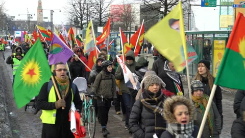 Kurds protest against Turkish aggression Stock Footage 85978662