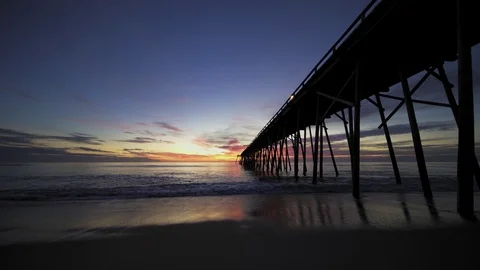 Kure beach pier dawn 8 Stock Footage 99281573