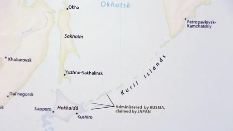 Kuril Islands on a Map Stock Footage 99250520