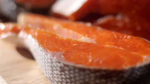 Kuril red fish - chum Stock Footage 34345174