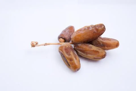 Kurma or dates fruits isolated on white background Stock Photos